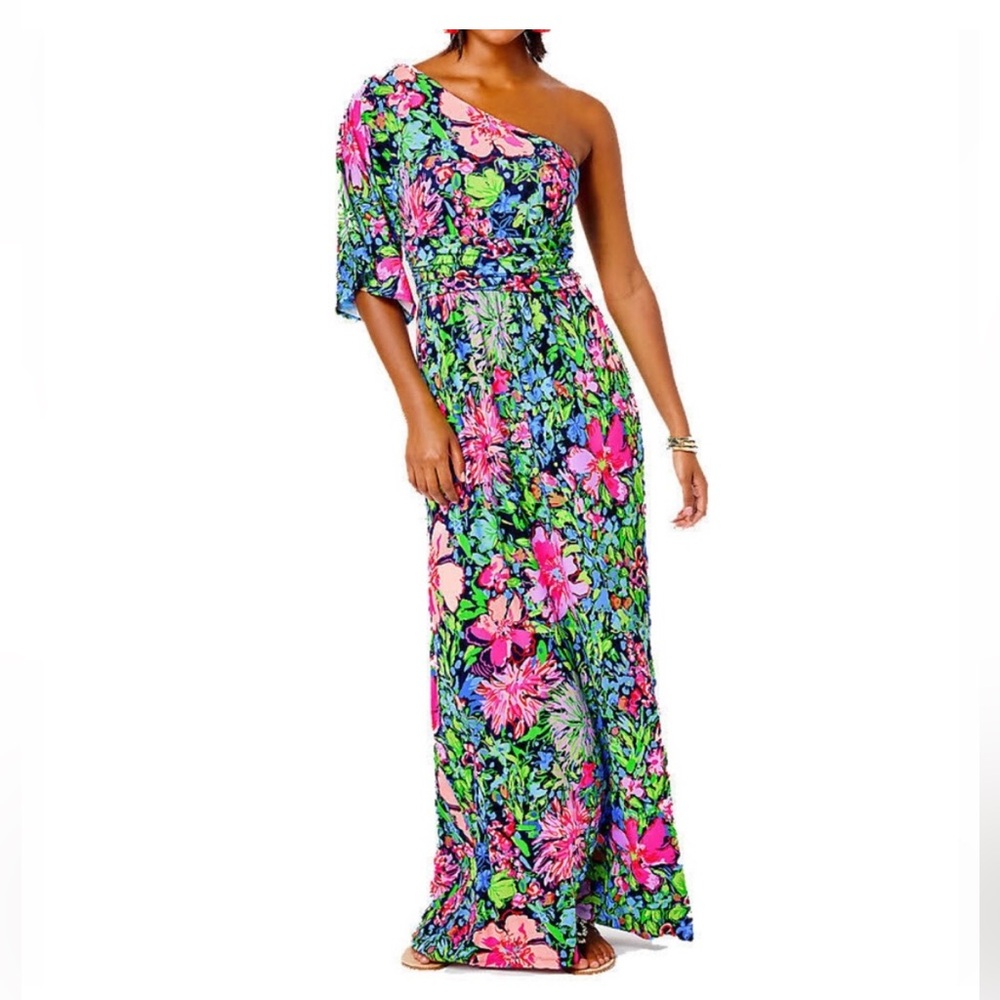 Lilly Pulitzer Floral One-Shoulder Maxi Dress